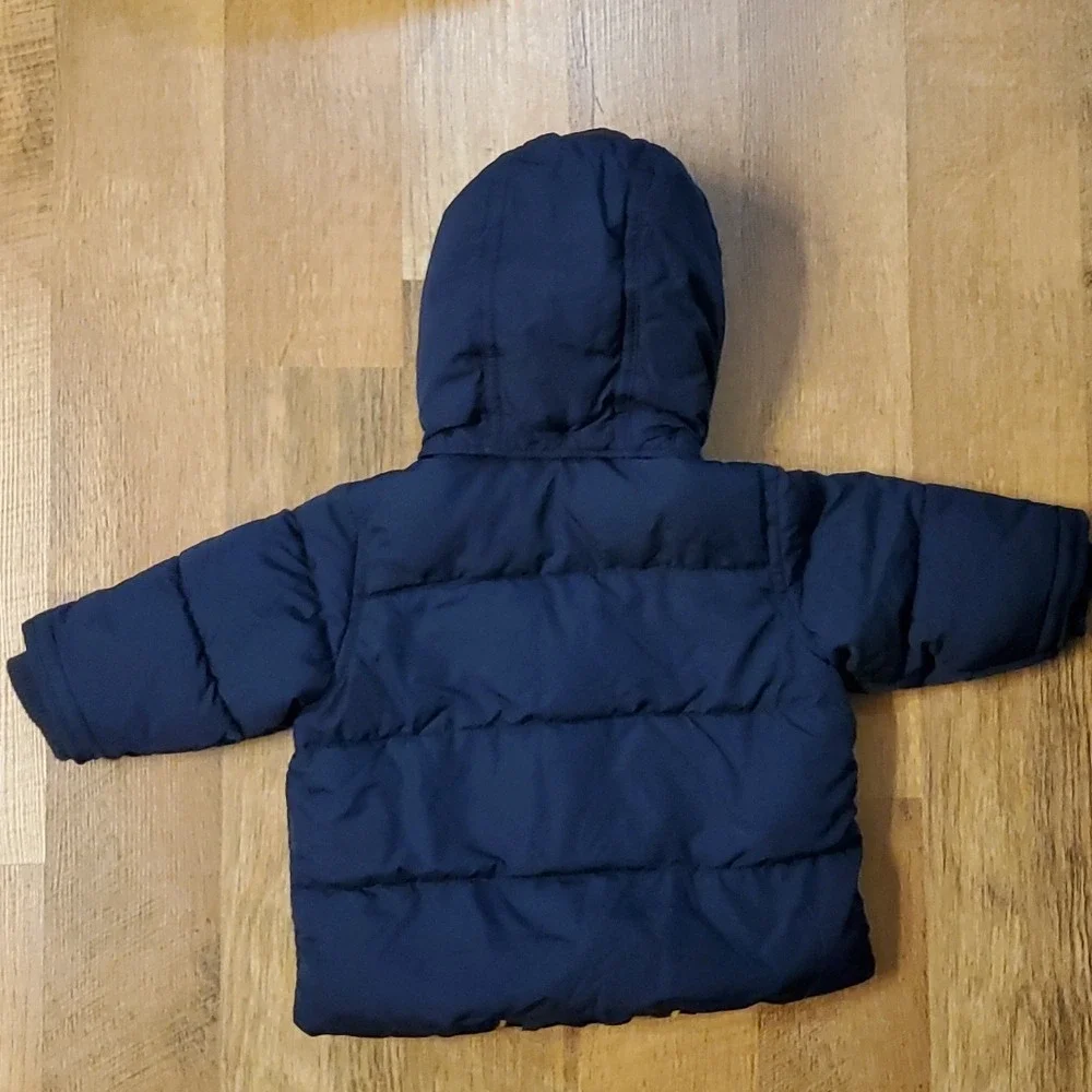 Baby‎ GAP navy nautical puffer coat with detachable hood